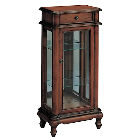 Brown Finished Petite Curio Cabinet